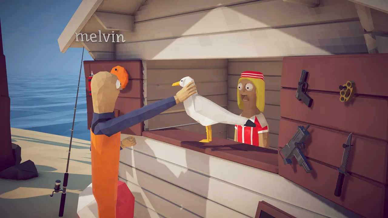 A player handing a catch to an island shopkeeper in How to Fish